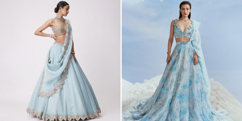 Icy blue galaxy lehenga