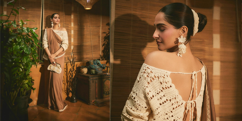 Light-weight House of Masaba sari in reverse pallu style