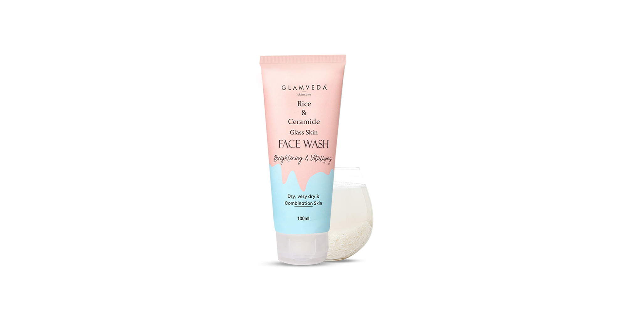 Glamveda Rice Water & Ceramide Glass Skin Brightening Face Wash